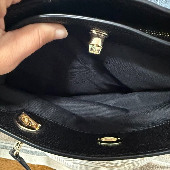 COACH TURNLOCK CHAIN TOTE Black Pebbled Leather Shoulder Bag Work Travel Casual - Picture 13 of 16